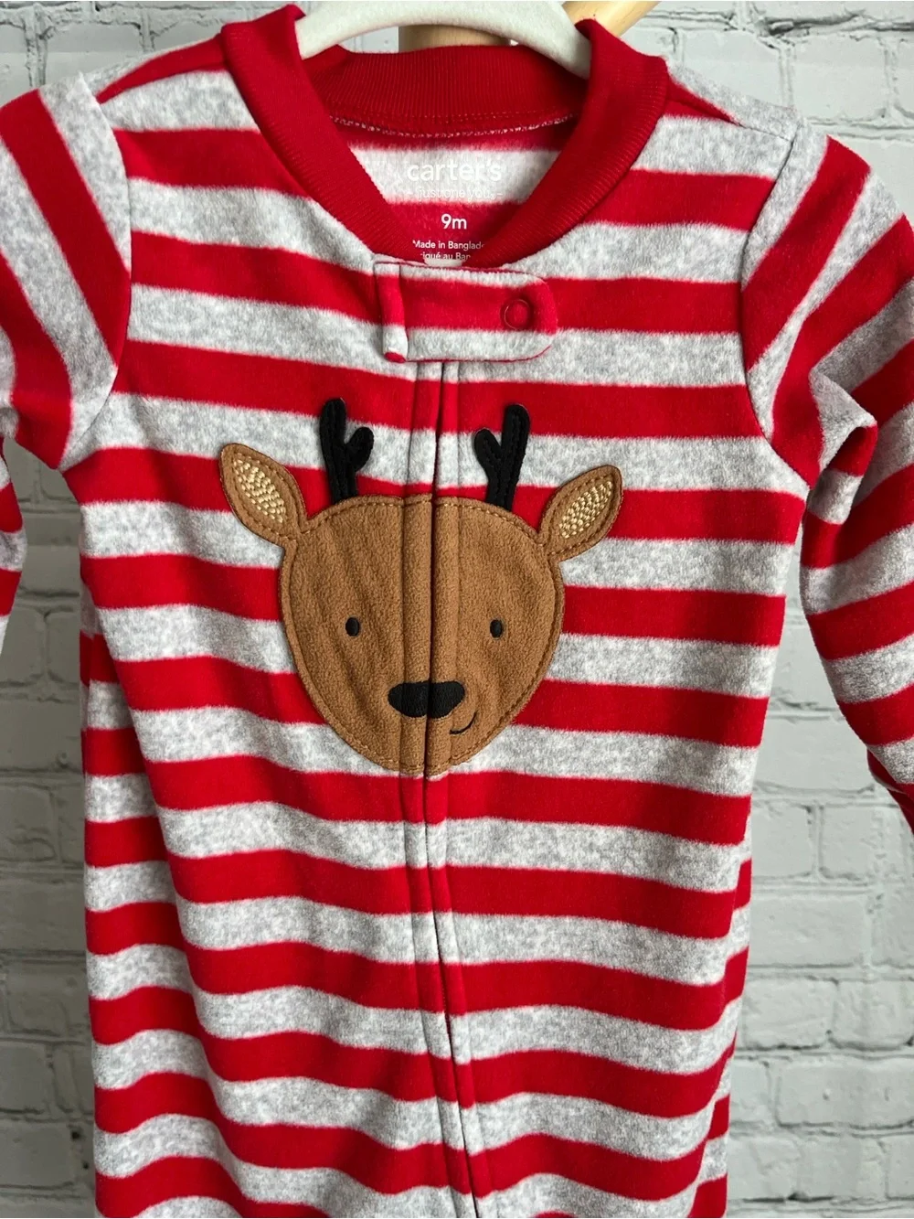 ⭐️⭐️PICK 5 / $20 Carter's Red & White Striped Reindeer Footed One-Piece for Kids